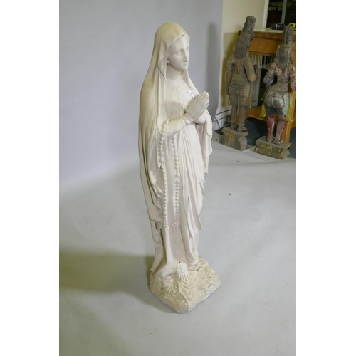 1047 - A painted concrete figure of the Madonna, 100cm high