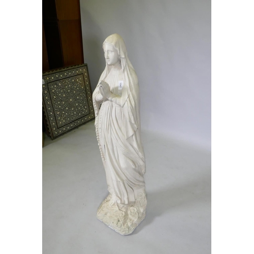 1047 - A painted concrete figure of the Madonna, 100cm high