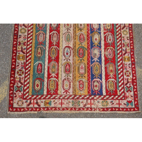 1071 - An antique multicolour Caucasian Shirvan runner, worn, 125 x 284cm