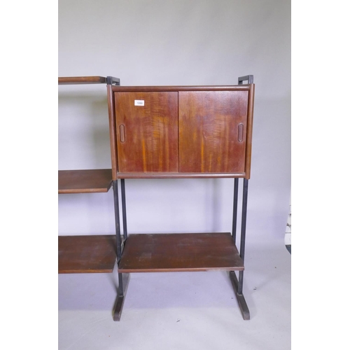 1080 - Two mid century Interflex mahogany veneered wall systems, larger unit 153 x 38 x 110cm, smaller 94 x... 