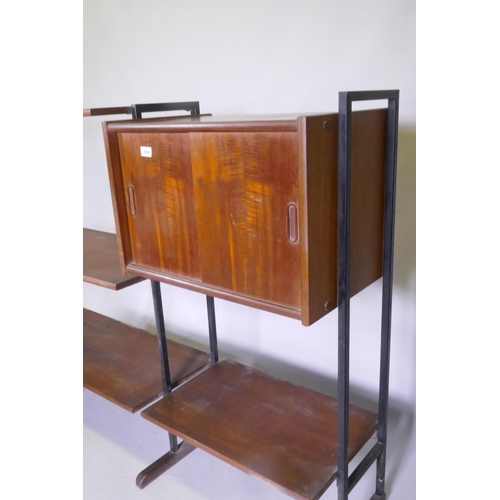 1080 - Two mid century Interflex mahogany veneered wall systems, larger unit 153 x 38 x 110cm, smaller 94 x... 