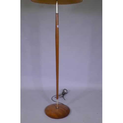 1088 - A mid century teak standard lamp, 145cm high