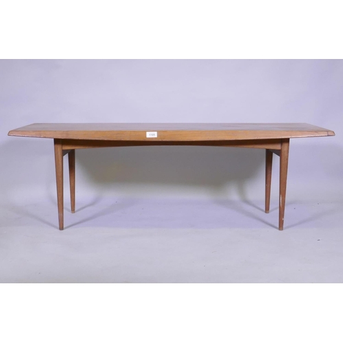 1105 - A mid century Gordon Russell Ltd of Broadway teak coffee table, 123 x 46 x 40cm