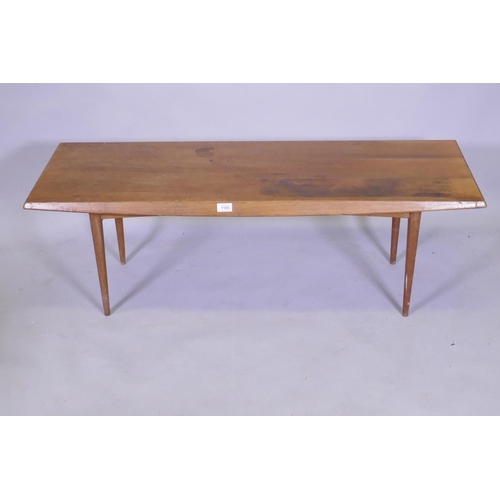 1105 - A mid century Gordon Russell Ltd of Broadway teak coffee table, 123 x 46 x 40cm