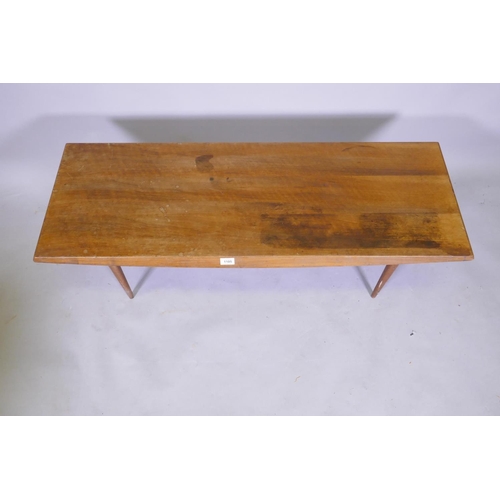 1105 - A mid century Gordon Russell Ltd of Broadway teak coffee table, 123 x 46 x 40cm