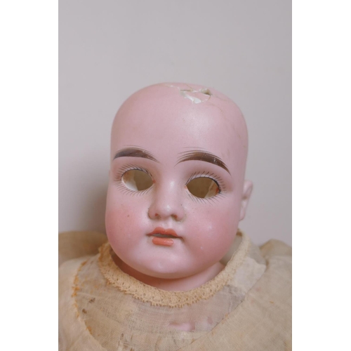 115 - An Armand Marseille bisque headed doll, No 370 5/0, with sleeping eyes, circa 1900, together with a ... 