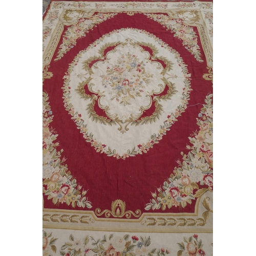 1158 - A woven wool tapestry rug/wall hanging with Aubusson design, 255 x 360cm