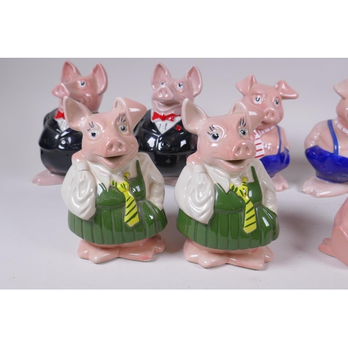 124 - Two sets of five Wade NatWest ceramic piggy banks, largest 18cm high