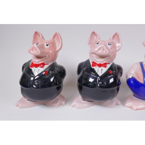 124 - Two sets of five Wade NatWest ceramic piggy banks, largest 18cm high