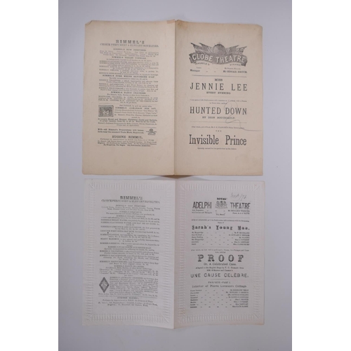 127 - A collection of C19th London theatre programs including The Globe, St James's Theatre, Theatre Royal... 