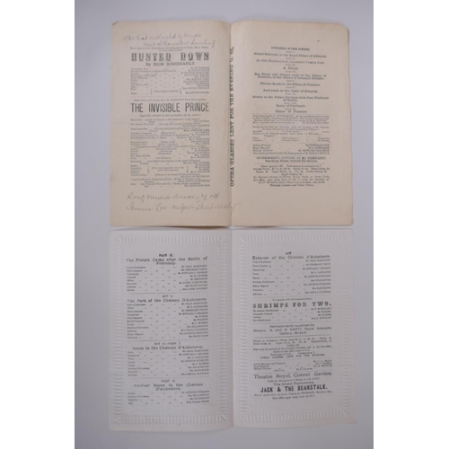 127 - A collection of C19th London theatre programs including The Globe, St James's Theatre, Theatre Royal... 