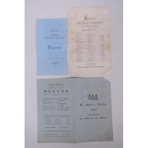 127 - A collection of C19th London theatre programs including The Globe, St James's Theatre, Theatre Royal... 