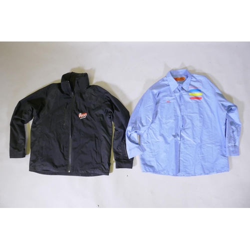 32 - A Police 2007-08 Tour crew jacket, size XL, and an earlier 1983 Tour shirt, size XXL