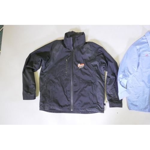 32 - A Police 2007-08 Tour crew jacket, size XL, and an earlier 1983 Tour shirt, size XXL