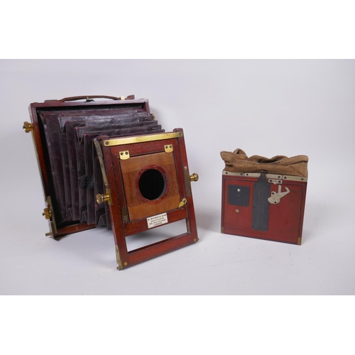 46 - A.W. Watson & Sons, half plate mahogany field camera, for spares/repair, circa 1900, and a Newma... 