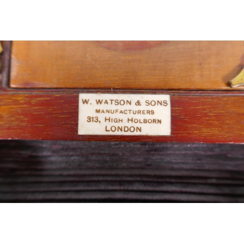 46 - A.W. Watson & Sons, half plate mahogany field camera, for spares/repair, circa 1900, and a Newma... 