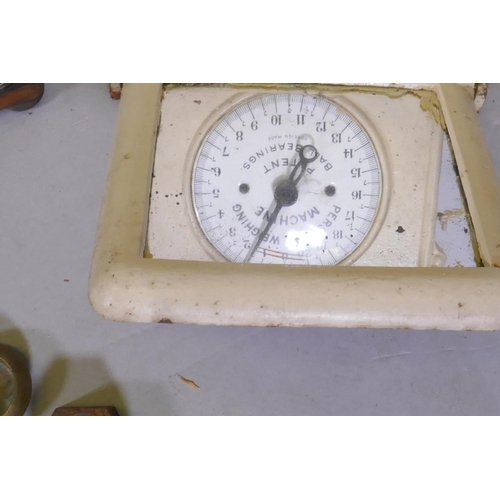 51 - An antique set of weighing scales and a set of postage scales, 28 x 19 x 20cm