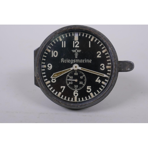 A German Third Reich WWII Kriegsmarine instrument panel clock by