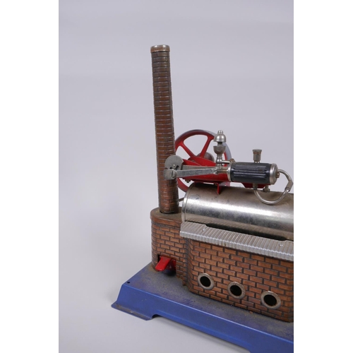 66 - A Wilesco D14 Static Steam Engine, with original operating instructions, 20 x 14cm