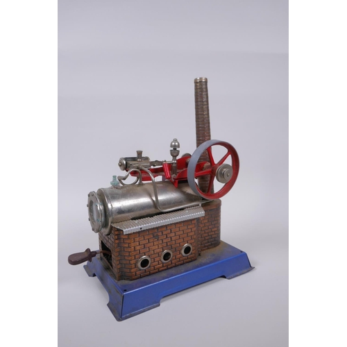 66 - A Wilesco D14 Static Steam Engine, with original operating instructions, 20 x 14cm