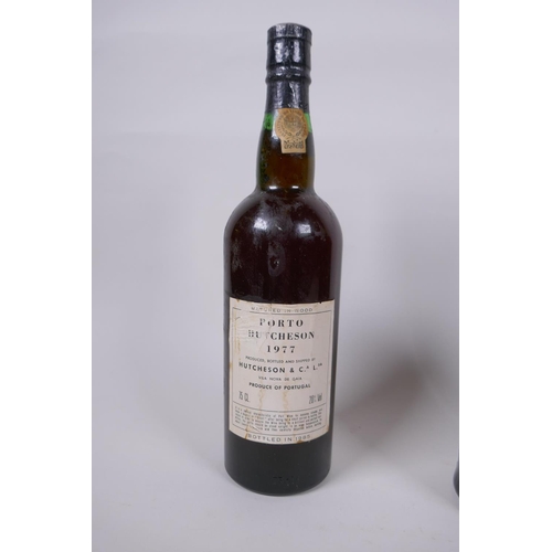 87 - A bottle of Hucheson 1977 Port, 75cl, a bottle of Taylor's 1985 late bottled vintage Port, 70cl, and... 