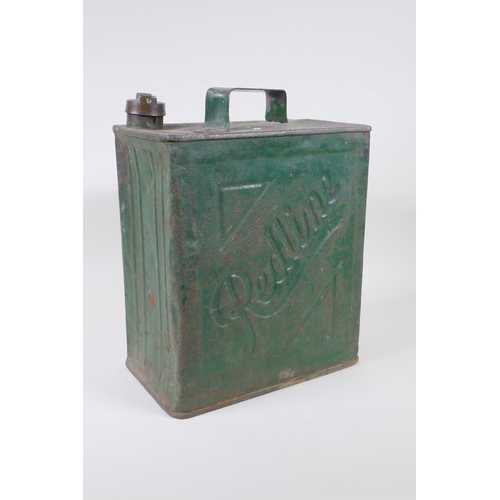 11 - A vintage metal Redline Petrol can, 25 x 15cm, 32cm high