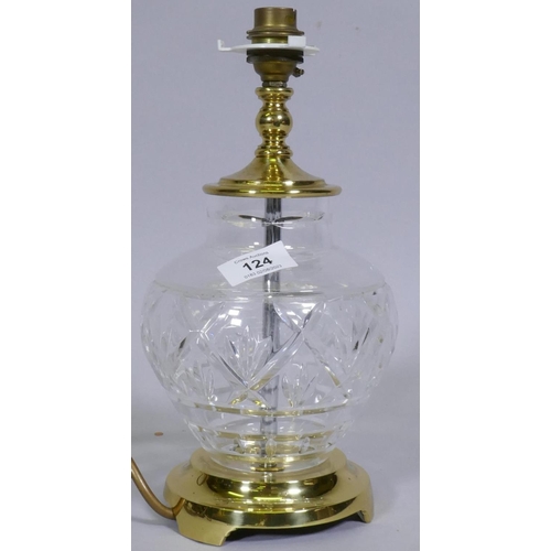 124 - A Waterford 'Kent' crystal glass table lamp, 29cm high