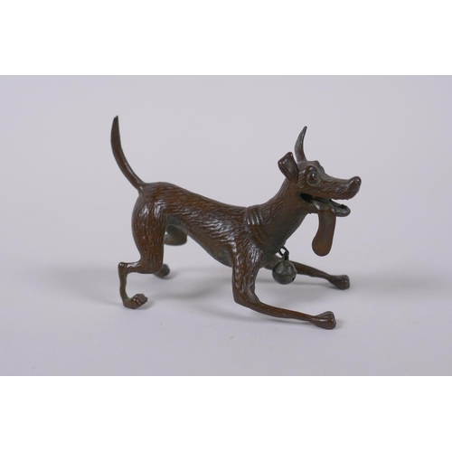 145 - A bronzed metal figure of an enthusiastic dog, modelled after the Disney Pixar dog Dante from the fi... 