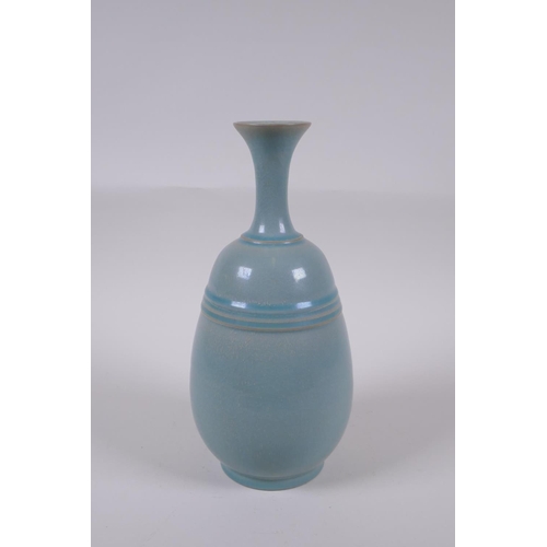 163 - A Chinese Ru-ware style porcelain vase, 27cm high