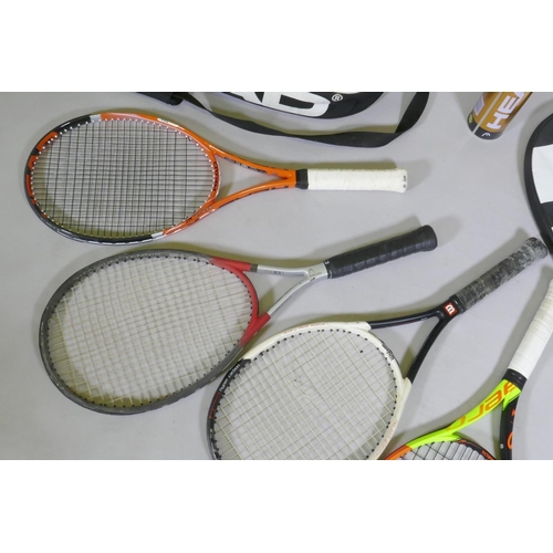 167 - A Babolat Pure Aero La Decima tennis racket in case, a Head Radical MP racket, Head Ti52, and a Wils... 