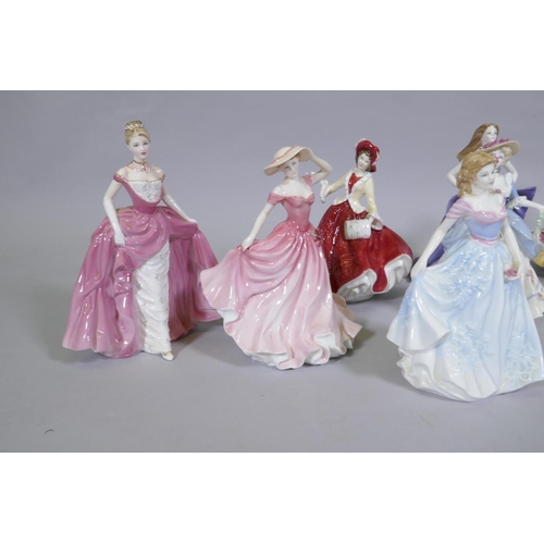 36 - A collection of porcelain figures, Royal Doulton, including Ellen, Lady of the year, 1997, limited e... 