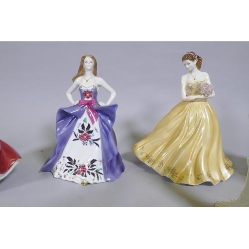 36 - A collection of porcelain figures, Royal Doulton, including Ellen, Lady of the year, 1997, limited e... 