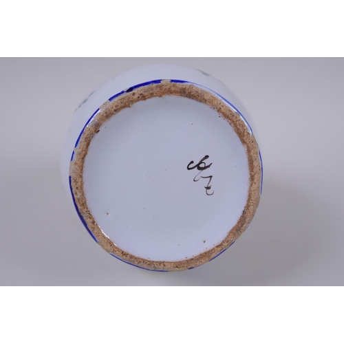 38 - A late C18th/early C19th Delft tin glazed blue and white pottery bowl with floral decoration, and a ... 