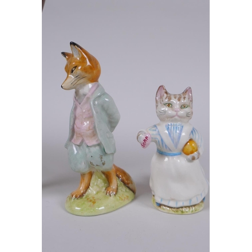 62 - Two mid century Beswick Beatrix Potter figures, Tabitha Twitchet and Foxy Whiskered Gentleman, and a... 