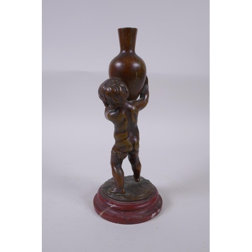 7 - Louis Kley, (French, 1833-1911), bronze figure of a putto carrying a jar, signed, stamped BZP?, on a... 