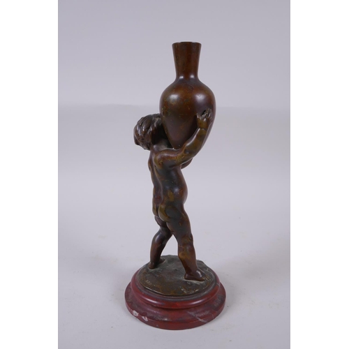 7 - Louis Kley, (French, 1833-1911), bronze figure of a putto carrying a jar, signed, stamped BZP?, on a... 