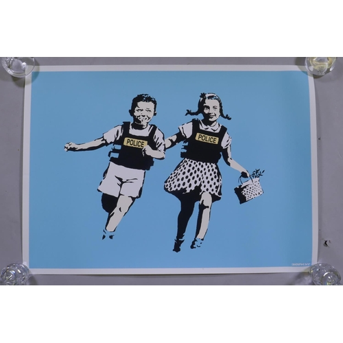 860 - After Banksy, Jack & Jill (Police Kids), limited edition copy screen print, No 307/500, by the W... 