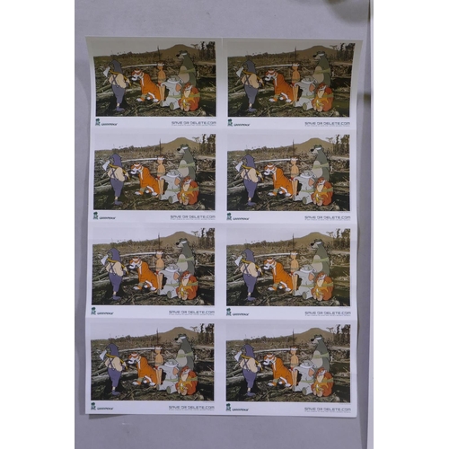 864 - After Banksy, Save or Delete, 2002 Greenpeace digital print, and an accompanying set of stickers, 59... 