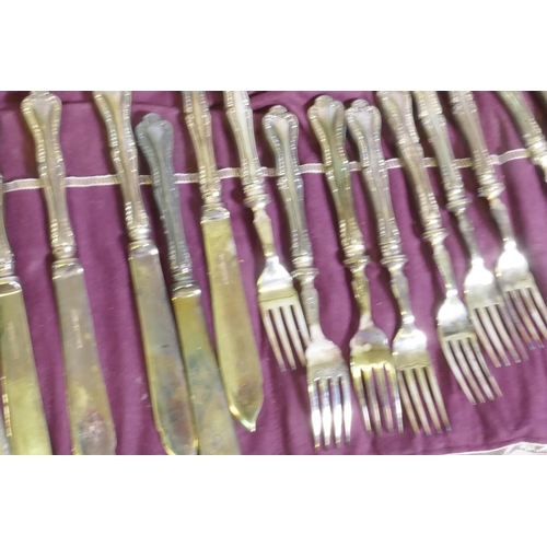 641 - A Mappin & Webb twelve place part cutlery service, a pair of toast racks with Royal cypher, Cohr... 