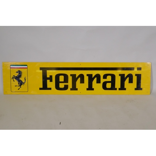 10 - An acrylic an vinyl Ferrari sign, 138 x 30cm