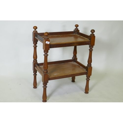 1054 - A small Victorian mahogany two tier buffet, with galleried top, raised on turned supports, 40 x 60 x... 