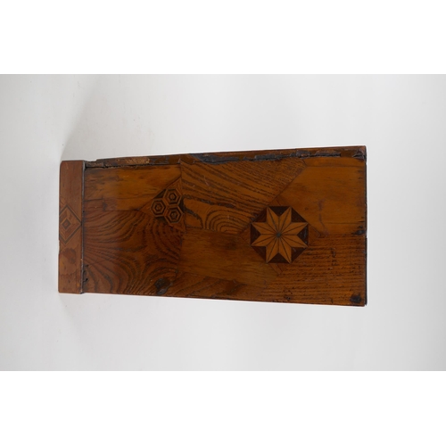 11 - A Japanese Meiji Yosegi-Zaiku marquetry jewellery cabinet of six drawers, 30 x 14cm, 31cm high