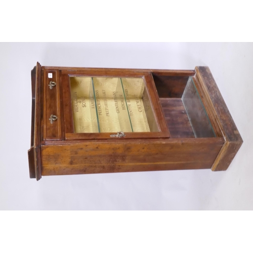 1137 - A C19th rosewood cabinet with single drawer and glass door, later sign-written in gilt with chemist'... 