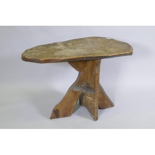 1139 - A rustic elm plank top occasional table, 82 x 50 x 58cm