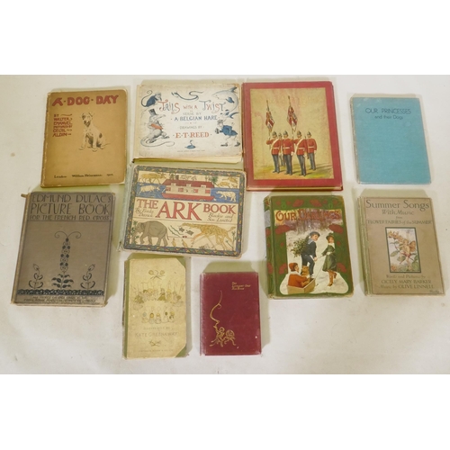 114 - A quantity of children's books from the late C19th, A Dog Day, The Ark book, Kate Greenaway Little A... 