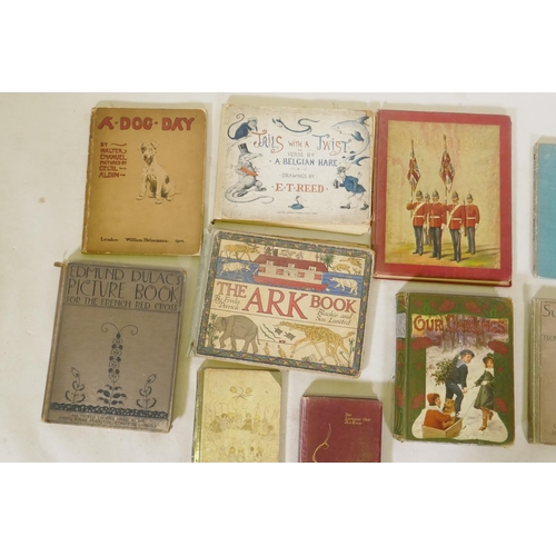 114 - A quantity of children's books from the late C19th, A Dog Day, The Ark book, Kate Greenaway Little A... 