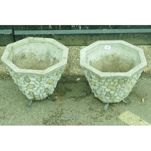 1150 - Two pairs of concrete planters, largest 38cm high