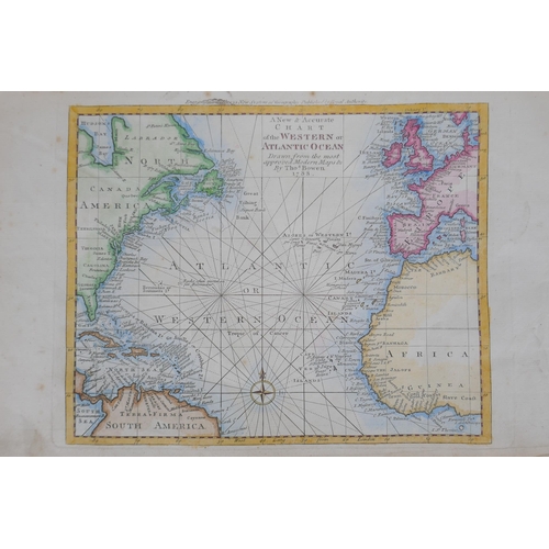 121 - An C18th hand coloured chart of the Western or Atlantic Ocean', drawn by Thomas Bowen 1788, engraved... 