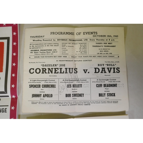 13 - A large collection of 1960s and 70s British Wrestling ephemera, to include eighteen original posters... 