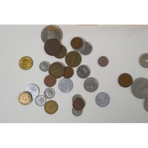 132 - A quantity of vintage world coinage and bank notes, including pre-Euro